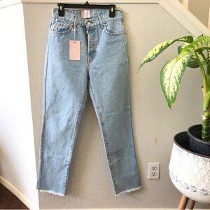 REVICE High Waisted Mom Jeans Button Fly Light Wash Straight Leg size 31